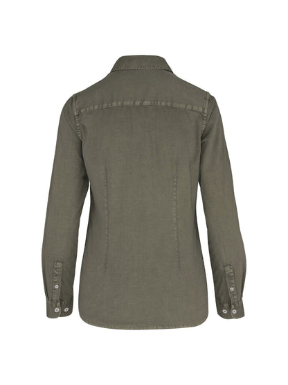 Damen Bluse Washed Pale Khaki