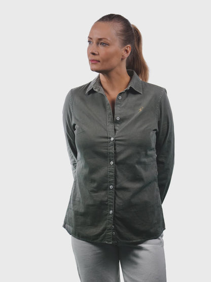 Damen Bluse Washed Pale Khaki